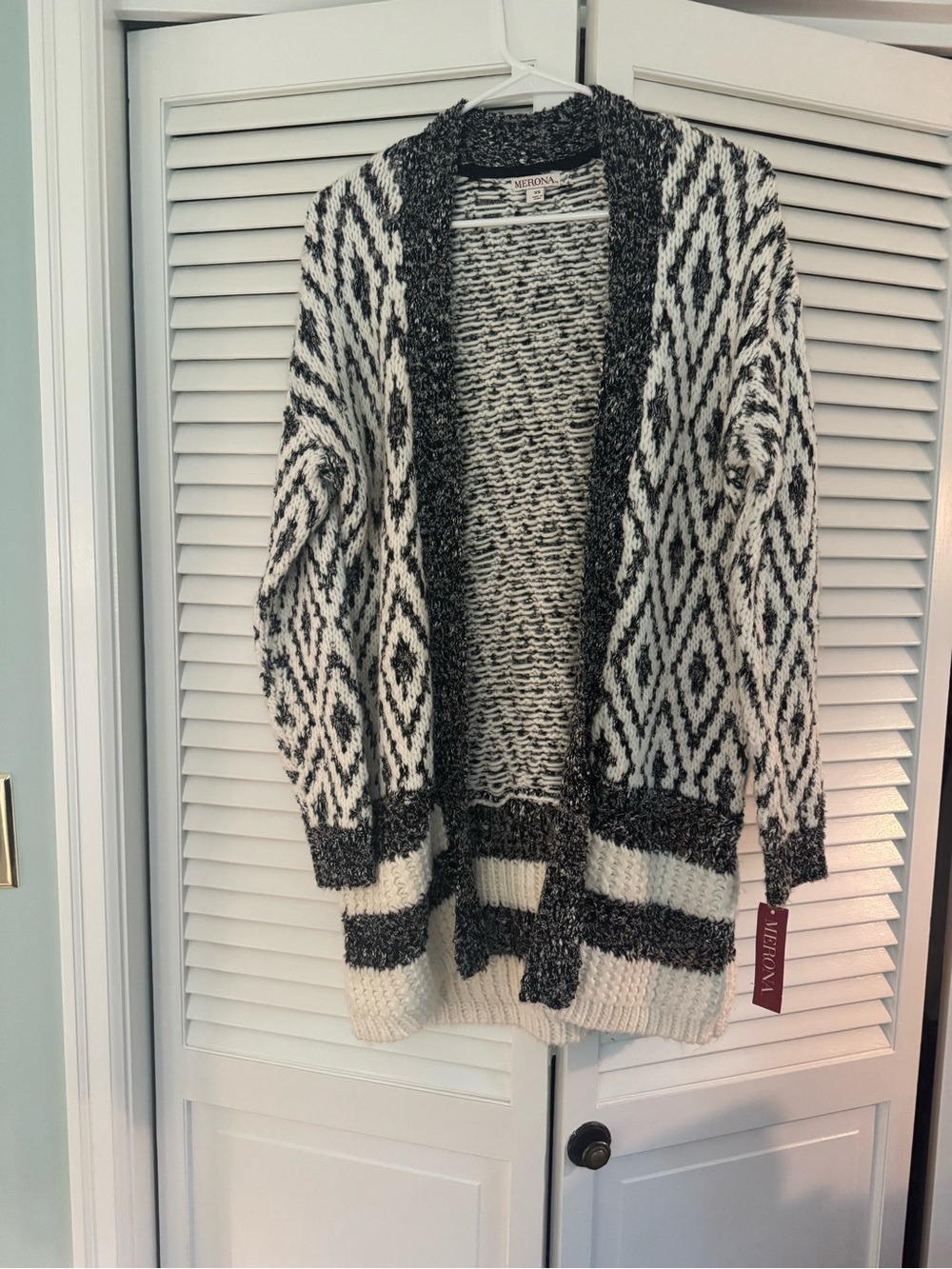 Merona Black & White Western duster sweater